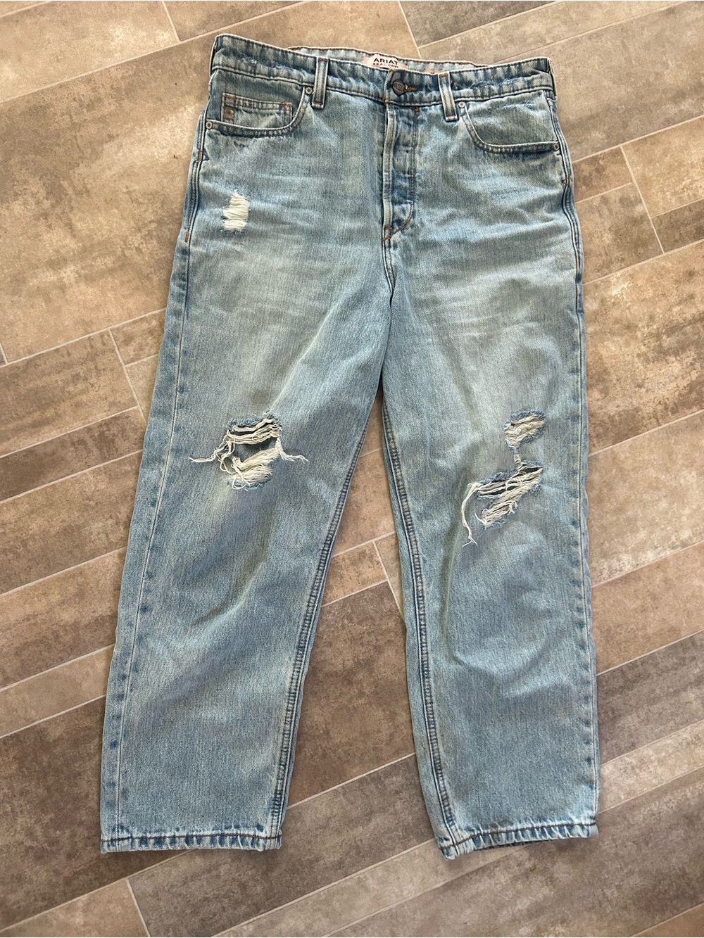 Ariat Light Blue Distressed Relaxed Jeans